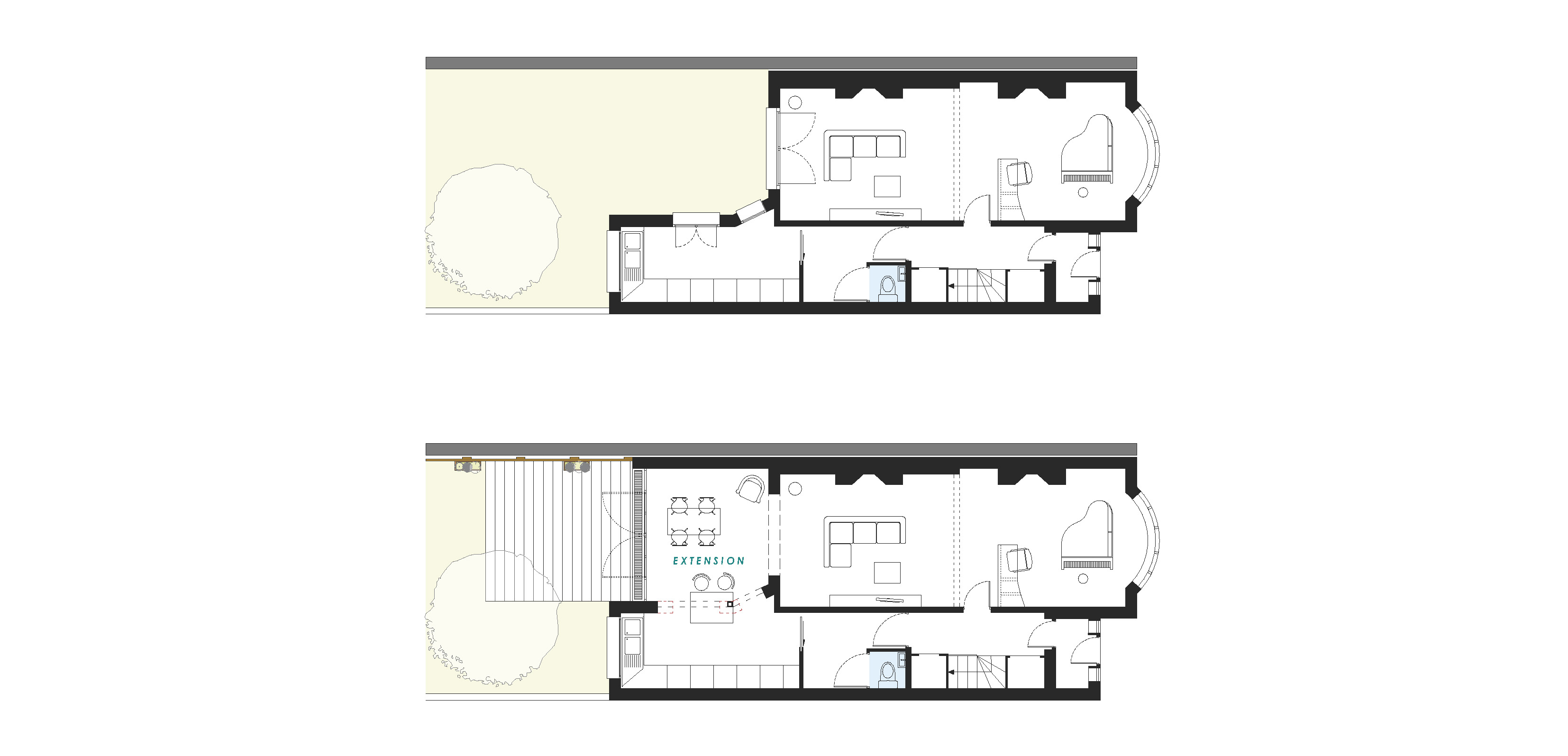 Plans de Rez de chaussée / EXISTANT + PROJET Image
