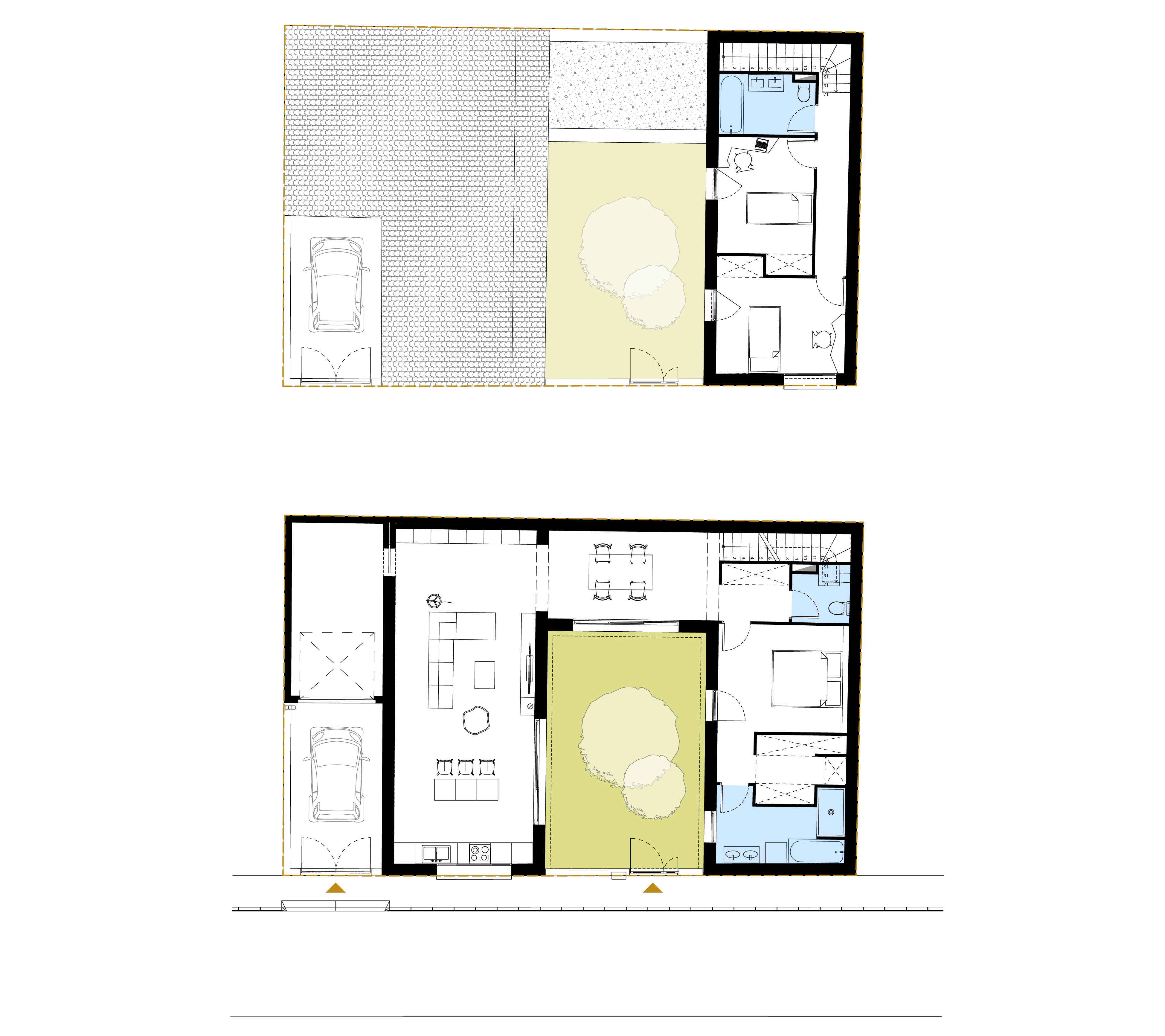 Plans projet R+1 et RDC / Coupe AA transversale Image